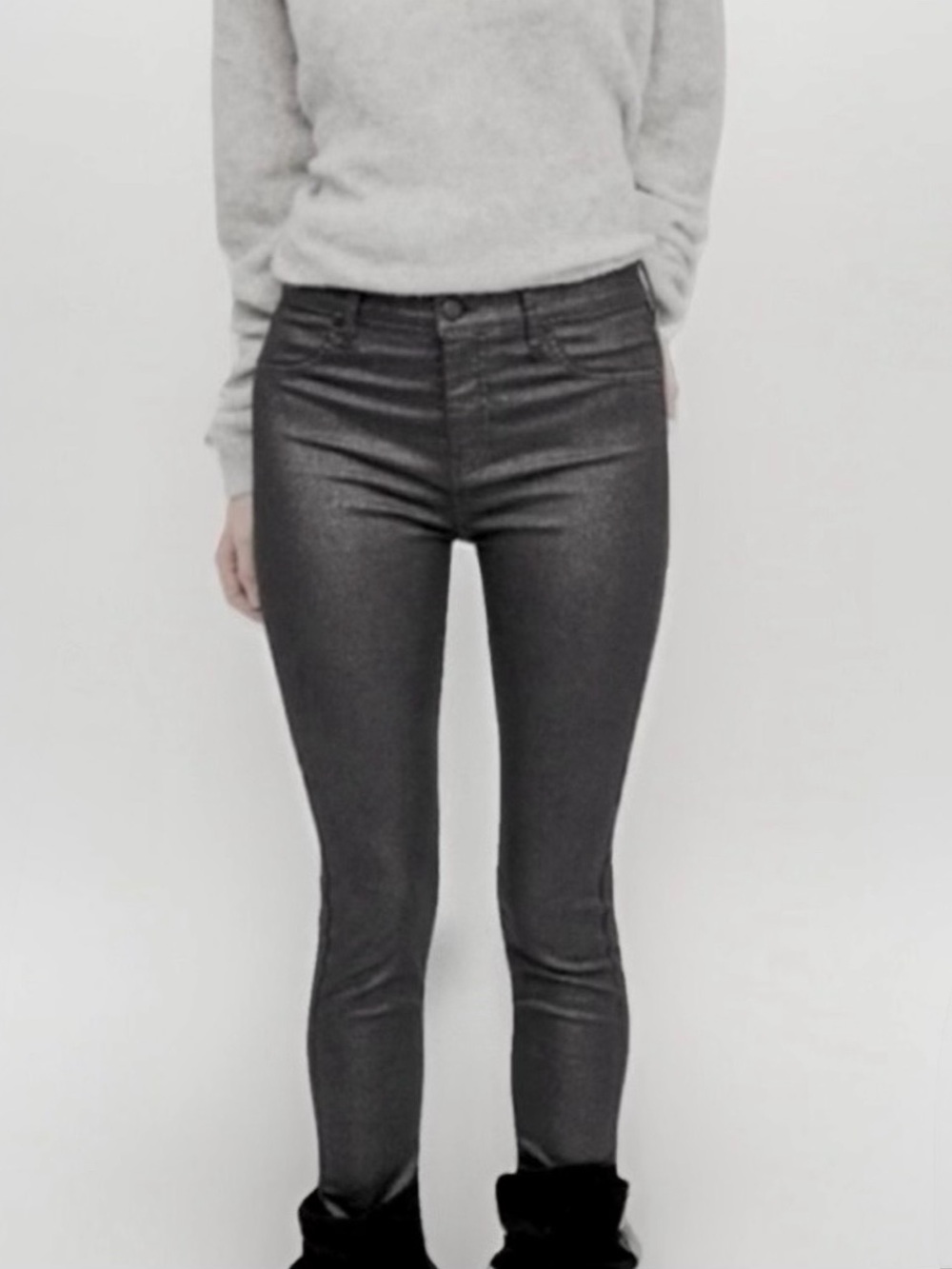 Free People Glitter Skinny Straight Leg Sparkle Jeans, 28 (inseam)/30 (waist)
